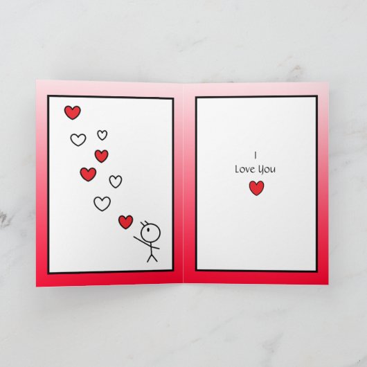 Gelukkig Valentijnsdag Kaart meisje dat harten goo (Binnen)