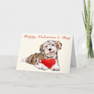 Gelukkig Valentijnsdag kaart puppy met hart cadeau