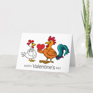 Gelukkig Valentijnsdag   Kippenpaar Bedankkaart