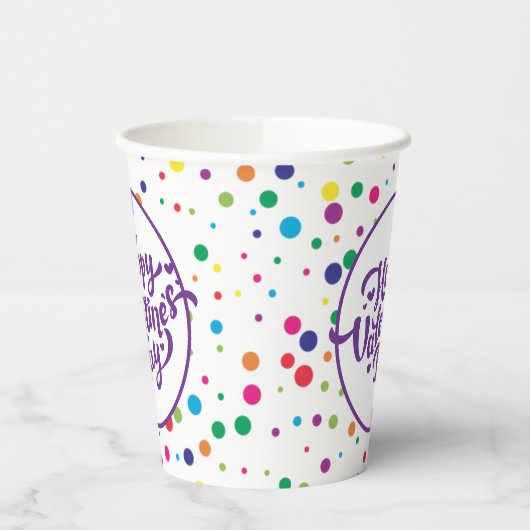 Gelukkig Valentijnsdag kleurrijke Confetti Papieren Bekers (Links)