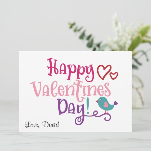 Gelukkig Valentijnsdag | Liefde minimalistisch gel Feestdagenkaart (Staand voorkant)