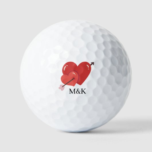Gelukkig valentijnsdag, liefdevolle hartmonogram golfballen (Voorkant)