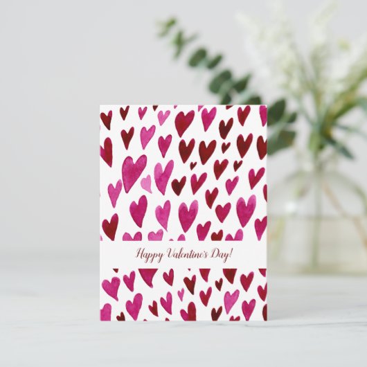 Gelukkig Valentijnsdag magenta harten Feestdagenkaart (Staand voorkant)