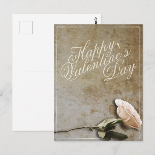 Gelukkig Valentijnsdag met Roos Briefkaart (Voorkant / Achterkant)