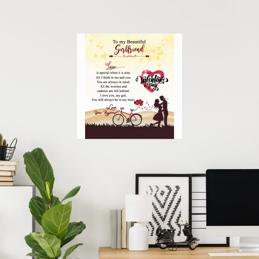 Gelukkig Valentijnsdag Mijn mooie Vriendin Poster (Thuiskantoor)