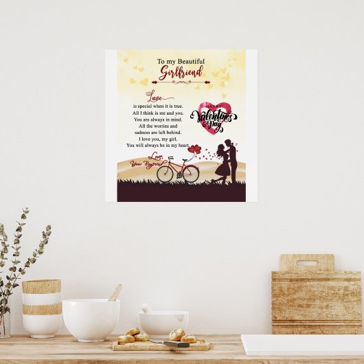 Gelukkig Valentijnsdag Mijn mooie Vriendin Poster (Keuken)