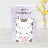 Gelukkig Valentijnsdag | Moo Koe Hearts Kaart (Gele Bloem)