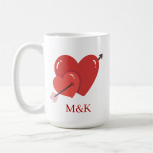 Gelukkig valentijnsdag mooie liefdes harten monogr koffiemok
