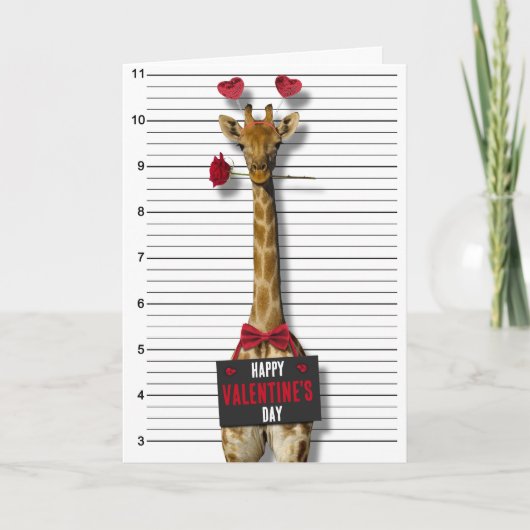 Gelukkig Valentijnsdag Mugshot Guilty Giraffe Funn Kaart (Voorkant)