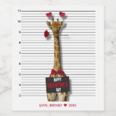 Gelukkig Valentijnsdag Mugshot Guilty Giraffe Funn Wijn Etiket (Enkel label)