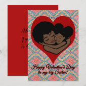 Gelukkig Valentijnsdag | Naar grote zuster | Etnis Notitiekaartje (Voorkant / Achterkant)