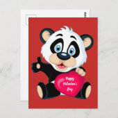 Gelukkig Valentijnsdag Panda-Beer Briefkaart (Voorkant / Achterkant)
