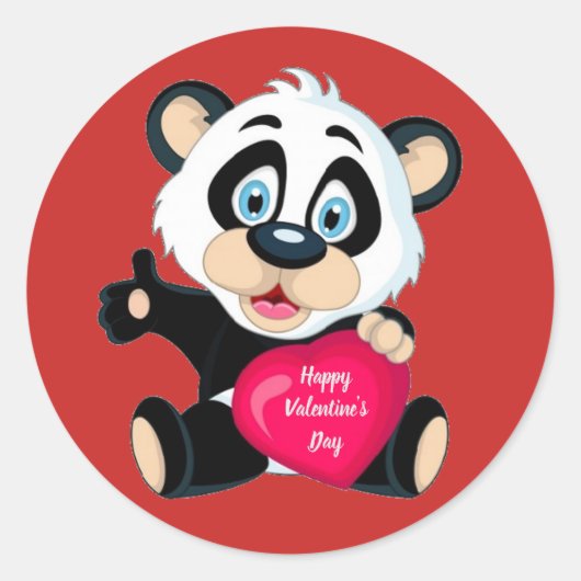 Gelukkig Valentijnsdag Panda-Beer Ronde Sticker (Voorkant)