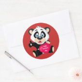 Gelukkig Valentijnsdag Panda-Beer Ronde Sticker (Envelop)