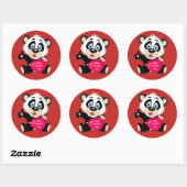 Gelukkig Valentijnsdag Panda-Beer Ronde Sticker (Vel)