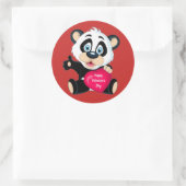 Gelukkig Valentijnsdag Panda-Beer Ronde Sticker (Tas)