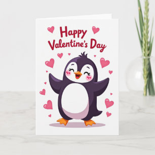 Gelukkig Valentijnsdag Pinguïn Kaart