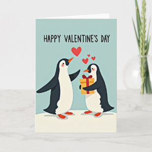 Gelukkig Valentijnsdag Pinguïn Kaart