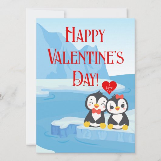 Gelukkig Valentijnsdag Pinguïn Paar (Voorkant)