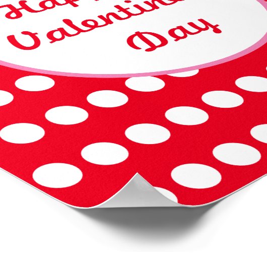 Gelukkig Valentijnsdag Polka Dot Wall Poster (rood (Hoek)