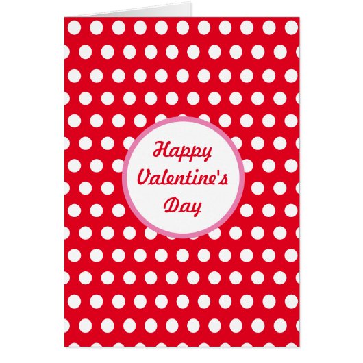 Gelukkig Valentijnsdag Polka Dot Wenskaart (rood) (Voorkant)