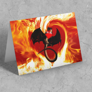 Gelukkig Valentijnsdag Red Dragon Fire Heart Kaart
