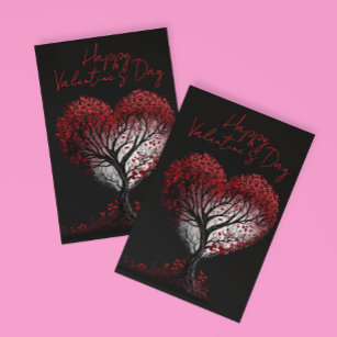 Gelukkig Valentijnsdag Red Heart Tree Briefkaart
