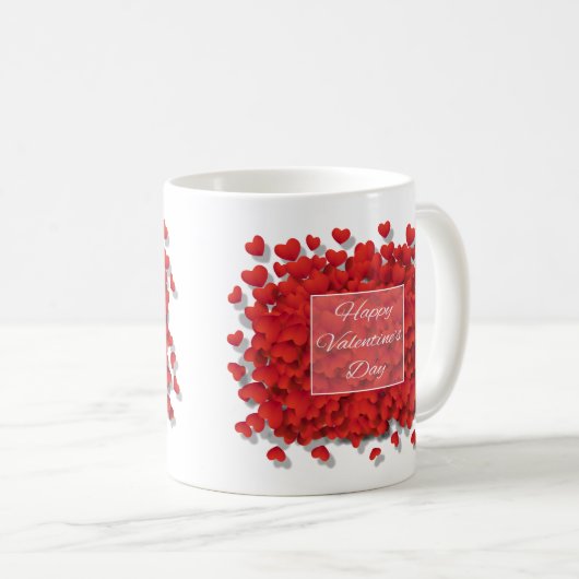 Gelukkig Valentijnsdag Red Hearts Coffee Cup Mok (Voorkant rechts)