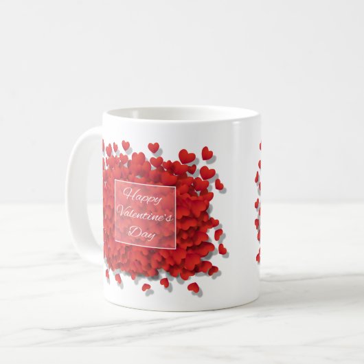 Gelukkig Valentijnsdag Red Hearts Coffee Cup Mok (Voorkant links)