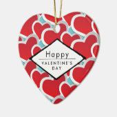 Gelukkig Valentijnsdag Red Hearts Keramisch Ornament (Links)