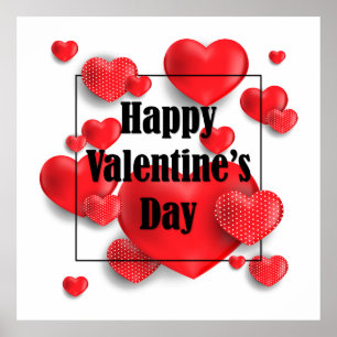Gelukkig Valentijnsdag Red Love Hearts FEESTDAGE Poster