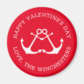 Gelukkig Valentijnsdag rode nautische anker Magneet (Voorkant)