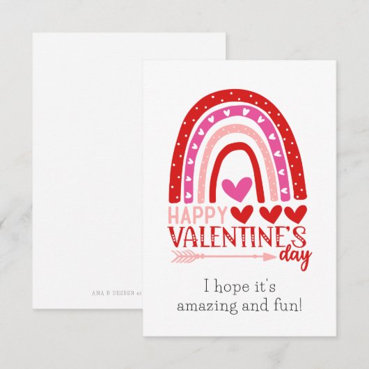 Gelukkig Valentijnsdag rode regenboogkaart Bedankkaart (Voorkant / Achterkant)