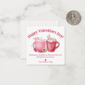 gelukkig - valentijnsdag rode roze waterverf twee  notitiekaartje (Voorkant / Achterkant in situ)