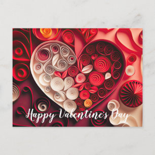 Gelukkig Valentijnsdag rood en roze hart Briefkaart