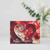 Gelukkig Valentijnsdag rood en roze hart Briefkaart (Staand voorkant)