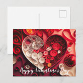 Gelukkig Valentijnsdag rood en roze hart Briefkaart (Voorkant / Achterkant)