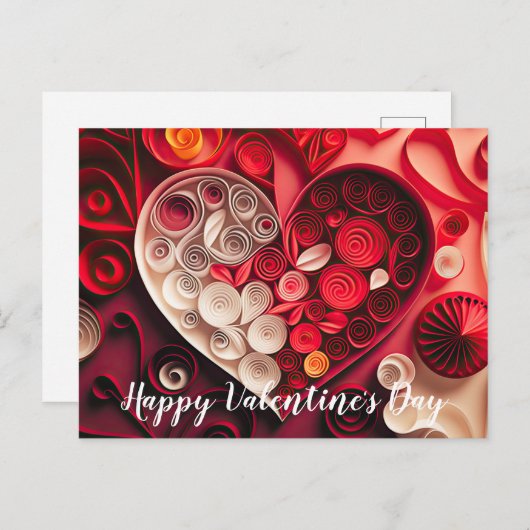 Gelukkig Valentijnsdag rood en roze hart Briefkaart (Voorkant / Achterkant)