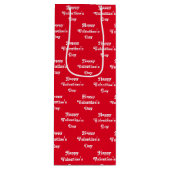 Gelukkig Valentijnsdag rood en wit patroon schatti Wijn Cadeautas (Voorkant)