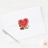 Gelukkig Valentijnsdag rood hart en Rozen Vierkante Sticker (Envelop)