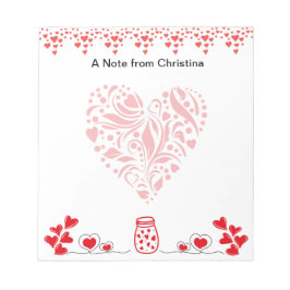 Gelukkig Valentijnsdag  rood hart  Notitieblok