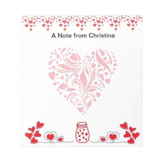 Gelukkig Valentijnsdag  rood hart  Notitieblok (Voorkant)