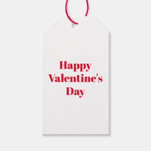 Gelukkig Valentijnsdag rood wit, modern chic Cadeaulabel (Voorkant)