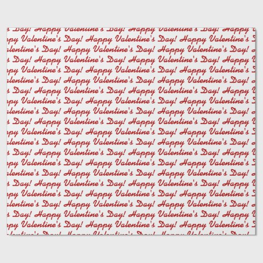 Gelukkig Valentijnsdag rood wit patroon Cadeaupapier (Vlak)