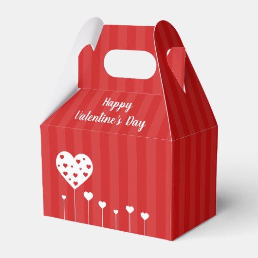 Gelukkig Valentijnsdag roodwitte harten Bedankdoosjes (Voorkant Zijde)