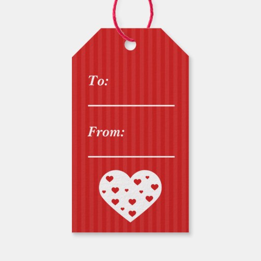 Gelukkig Valentijnsdag roodwitte harten Cadeaulabel (Achterkant)