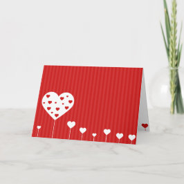 Gelukkig Valentijnsdag roodwitte harten Feestdagen Kaart