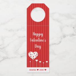 Gelukkig Valentijnsdag roodwitte harten Flessenhanger