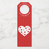 Gelukkig Valentijnsdag roodwitte harten Flessenhanger (Voorkant)