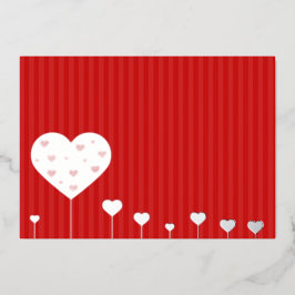 Gelukkig Valentijnsdag roodwitte harten Folie Feestdagenkaart